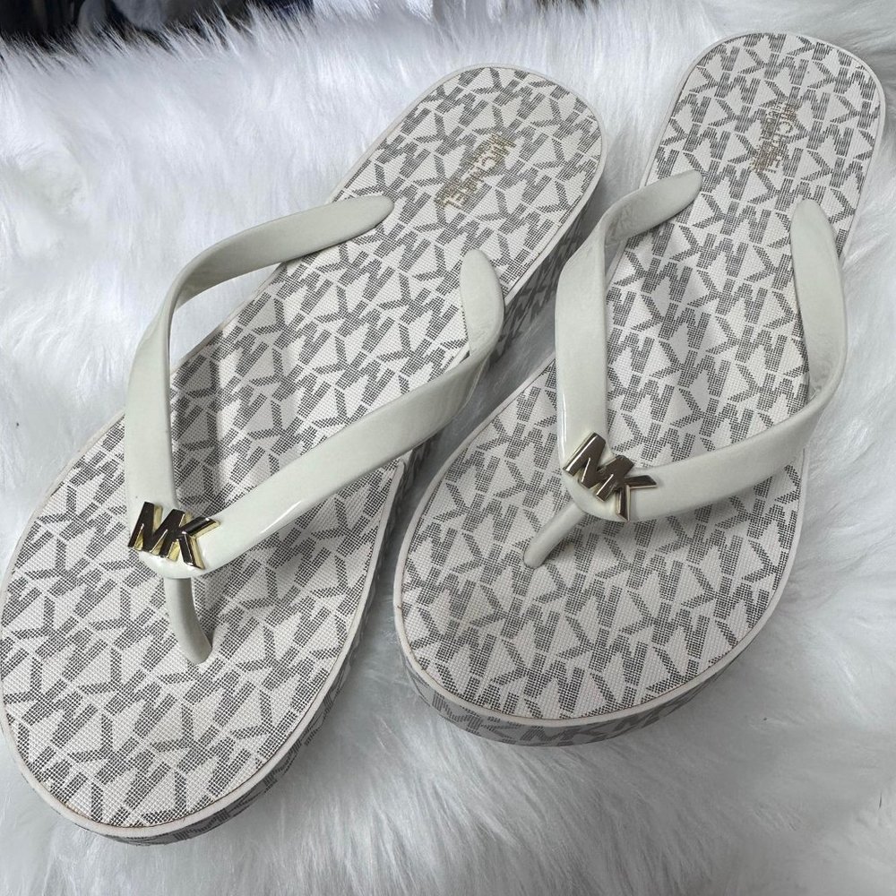 MK Signature Bedford wedge flip-flop sandals
